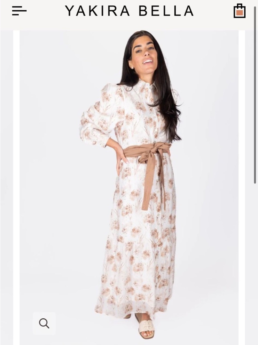 Yakira Bella Milana Floral Shirt Maxi Dress with Brown Sash